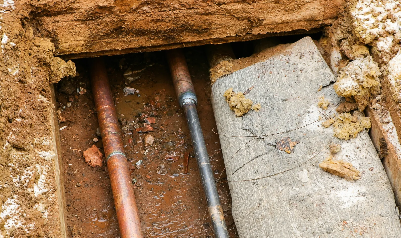 Aging copper water lines exposed for re piping