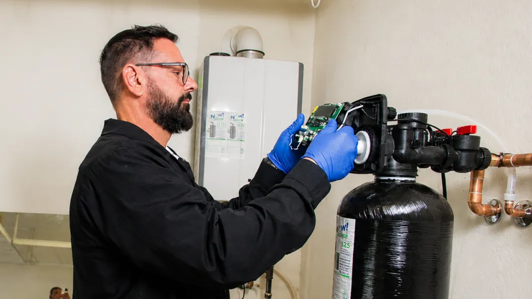 Servicing a water softener control valve